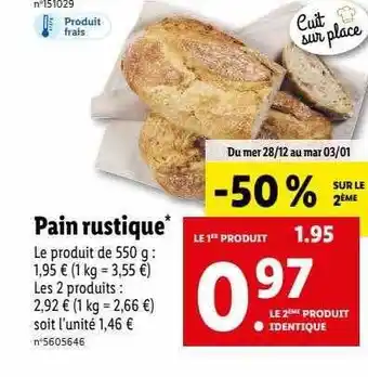 Lidl Pain rustique offre