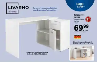 Lidl Bureau avec caisson livarno home offre