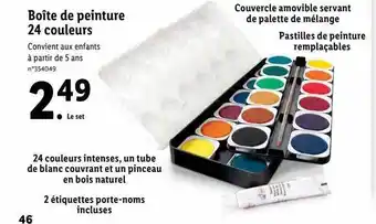 Lidl Boîte de peinture 24 couleurs offre