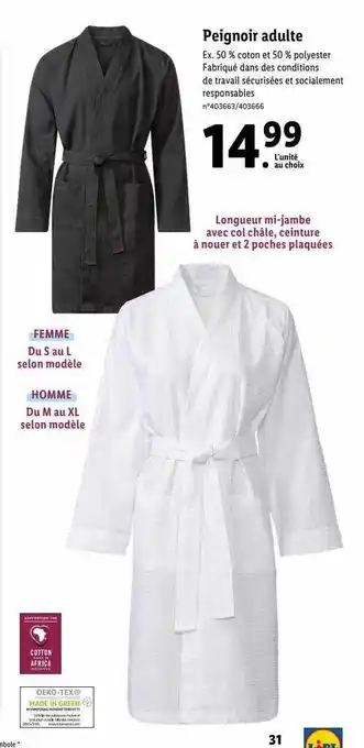 Lidl Peignoir adulte offre