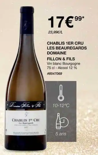 Costco Chablis 1er cru les beauregards domaine fillon & fils offre