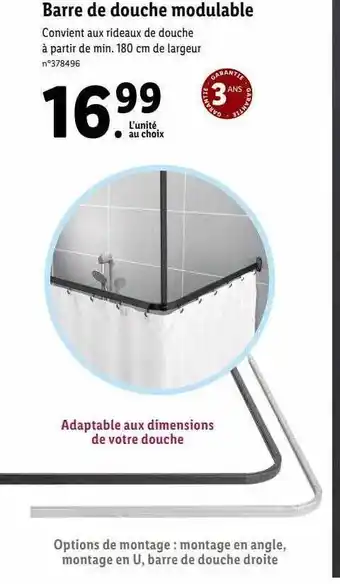 Lidl Barre de douche modulable offre