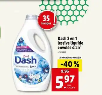 Lidl Dash 2 en 1 lessive liquide envolée d'air offre