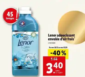 Lidl Lenor adoucissant envolée d'air frais offre
