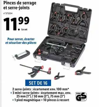 Lidl Pinces de serrage et serre-joints offre