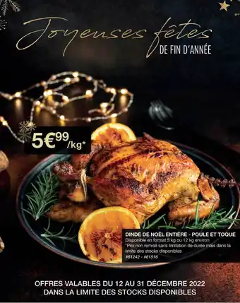 Costco Dinde de noël entière - poule et toque offre