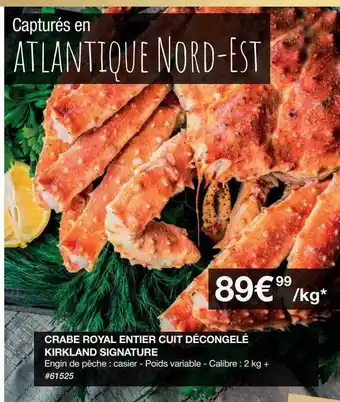 Crabe royal entier cuit décongelé kirkland signature