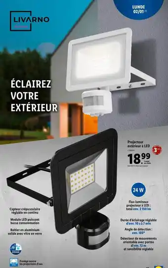 Lidl Projecteur extérieur à led livarno home offre