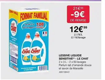 Costco Lessive liquide sensitive - le chat offre
