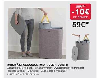Costco Panier à linge double tota - joseph joseph offre