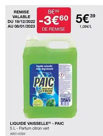 Costco Liquide vaisselle - paic offre