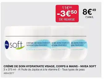 Costco Crème de soin hydratante visage, corps & mains - nivea soft offre