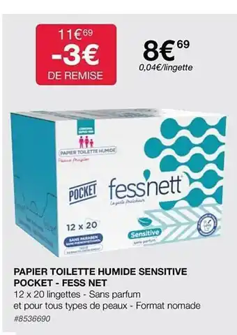 Costco Papier toilette humide sensitive pocket - fess net offre