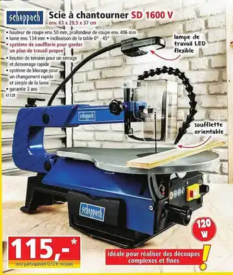 Norma Scie à chantourner sd 1600 v scheppach offre
