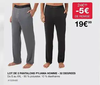 Costco Lot de 2 pantalons pyjama homme - 32 degrées offre
