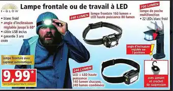 Norma Lampe frontale ou de travail à led i-glow offre