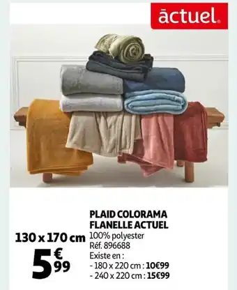 Auchan Plaid Colorama Flanelle Actuel offre
