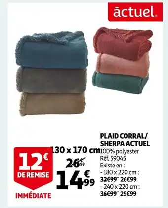Auchan Plaid Corral Sherpa Actuel offre