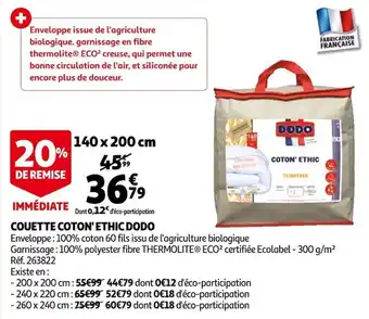 Auchan Couette Coton' Ethic Dodo offre