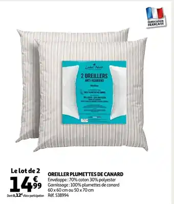 Auchan Oreiller Plumettes de Canard offre