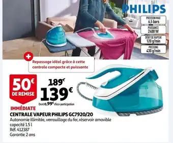 Auchan Centrale Vapeur Philips GC7920/20 offre