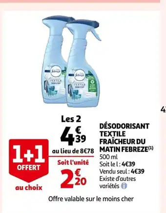 Auchan Désodorisant Textile Fraîcheur du Matin Febreze offre