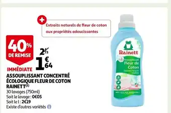 Assouplissant Concentré écologique de Coton Rainett