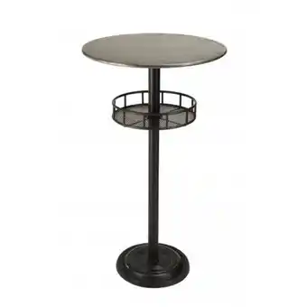 Table de bar haby ronde plateau zinc 1 étagère pieds métal