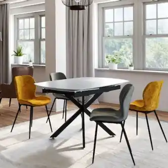 Pier Import Table extensible céramique marbrée blanche pied mikado 140-200 cm ottawa offre