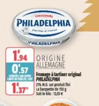 Coccimarket Fromage A Tartiner Original Philadelphia offre