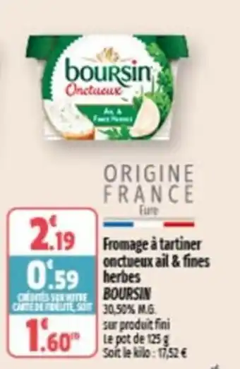 Coccimarket Fromage A Tartiner Onctueux Ail & Fines Herbes Boursin offre
