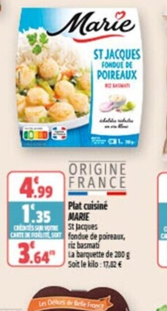 Coccimarket Plat Cuisine Marie offre