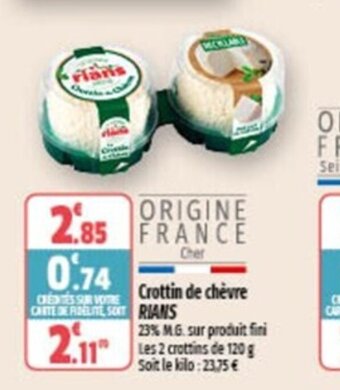 Coccimarket Crottin De Chevre Rians offre