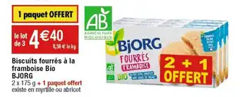 Cora x Carrefour Biscuits fourrés à la framboise bio BJORG offre