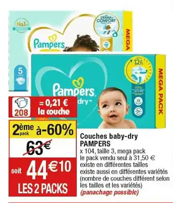 Cora x Carrefour Couches baby-dry PAMPERS offre