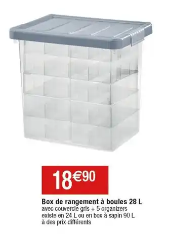Cora x Carrefour Box de rangement à boules 28 L offre