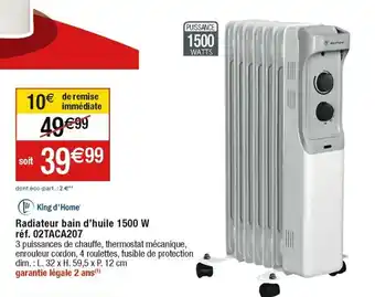 Cora x Carrefour Radiateur bain d'huile 1500 W offre