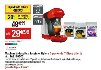 Cora x Carrefour Machine à dosettes tassimo style offre
