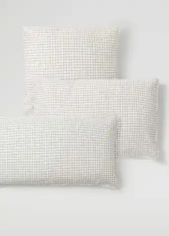 Taie d'oreiller lin carreaux 45x110Â cm