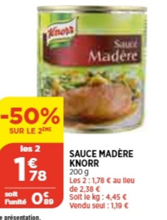 Promo Sauce Madere Knorr chez Bi1