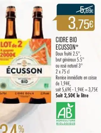 Match Cidre Bio Ecusson offre
