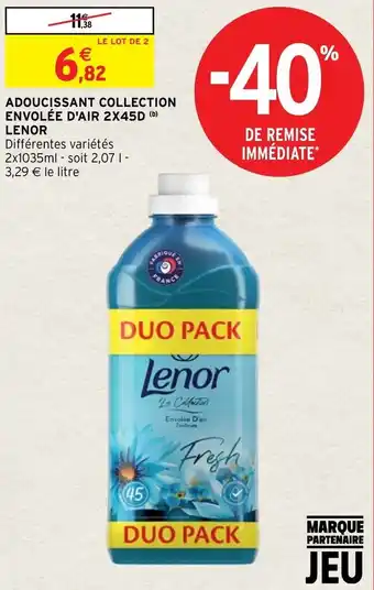 Intermarché Hyper Adoucissant collection envolée d'air 2X45D LENOR offre