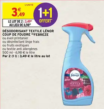 Intermarché Hyper Désodorisant textile lénor coup de foudre FEBREZE offre