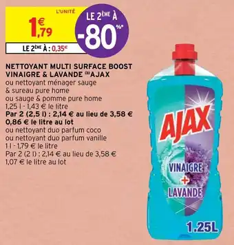 Intermarché Hyper Nettoyant multi surface boost vinaigre & lavande AJAX offre