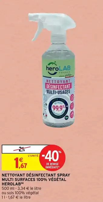 Nettoyant désinfectant spray multi surfaces 100% végétal HEROLAB