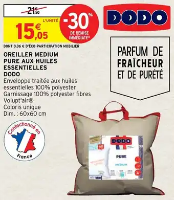 Intermarché Hyper Oreiller medium pure aux huiles essentielles DODO offre
