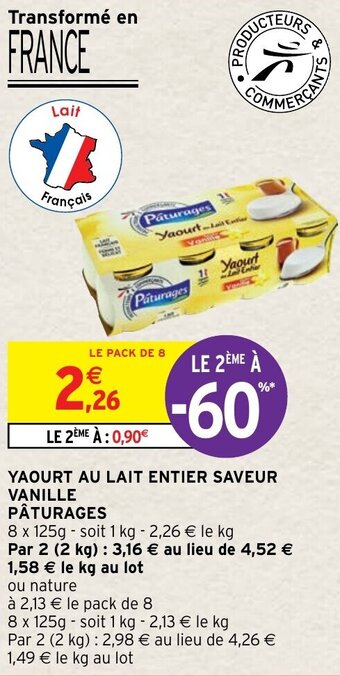 Intermarché Hyper Yaourt au lait entier saveur vanille pâturages offre