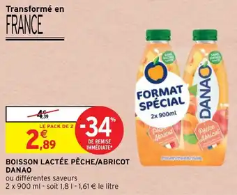 Intermarché Hyper Boisson lactèe pêche/abricot DANAO offre