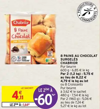 Intermarché Hyper 8 pains au chocolat surgelés CHABRIOR offre