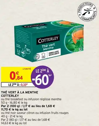 Intermarché Hyper Thé vert à la menthe COTTERLEY offre
